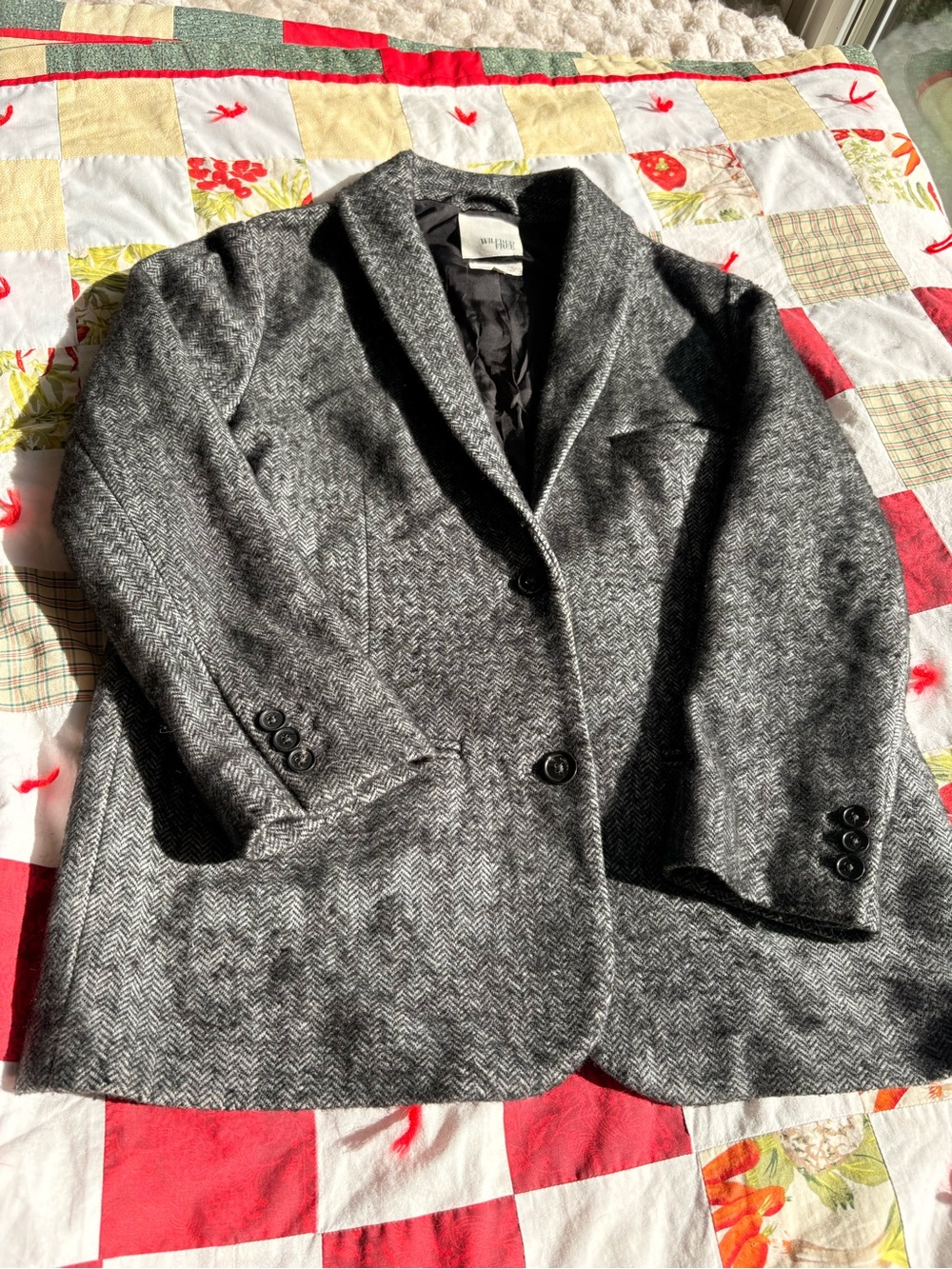 Aritzia Wool Blend Herringbone Blazer - Gray